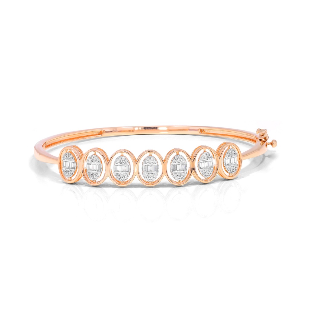  Round Diamond Oval Shape Lovebright Bangle 