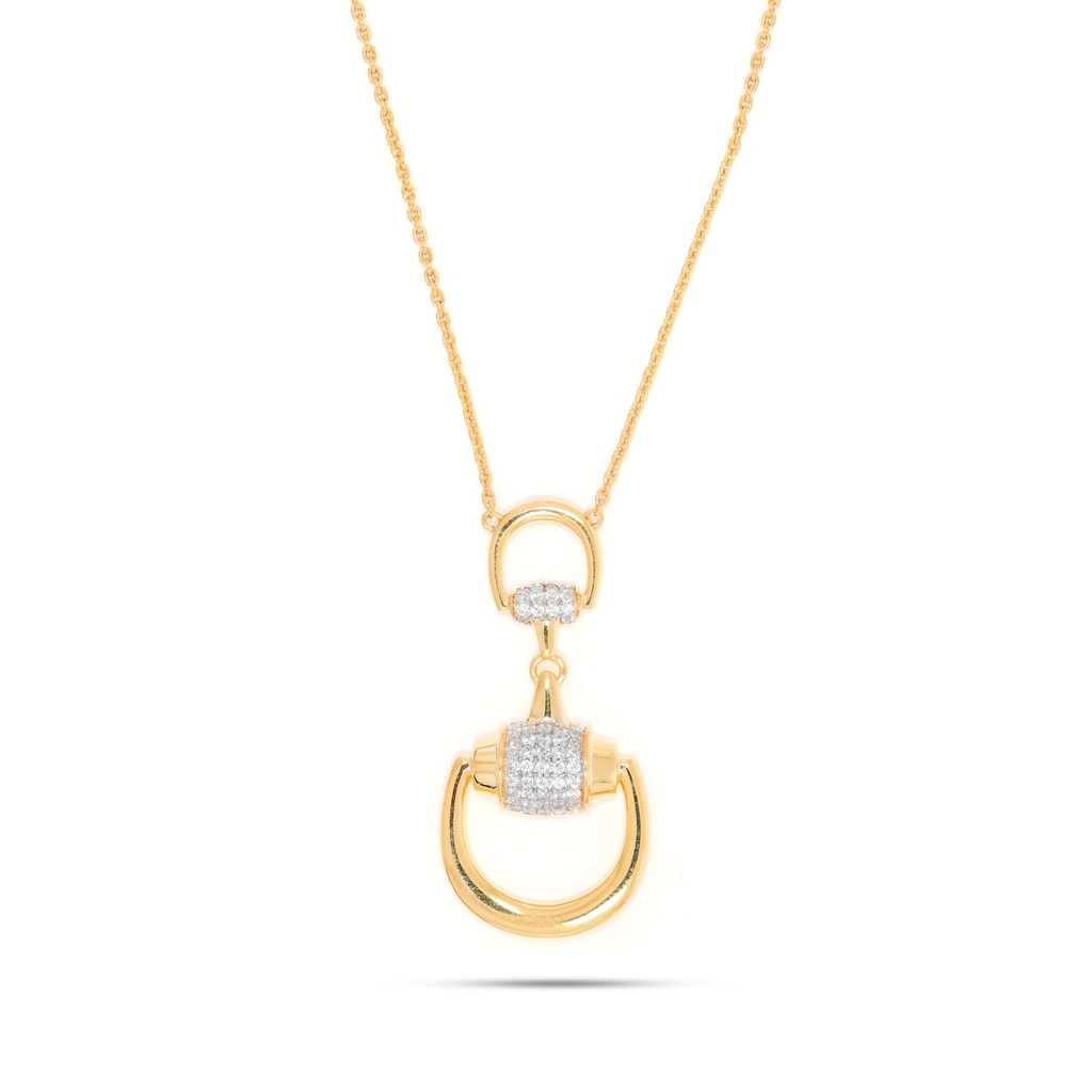  Round Diamond Door Bell Type Design Necklace 