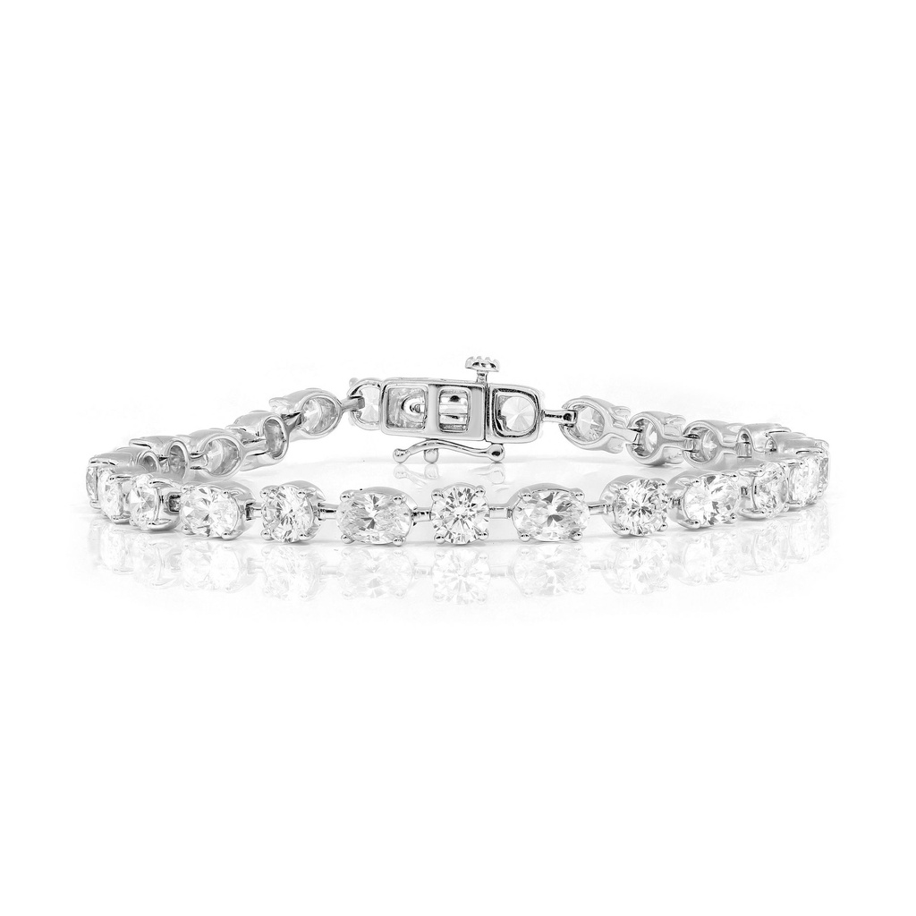  Round And Oval Diamond Brilliant Cut Luxurious Tennis Bracelet 