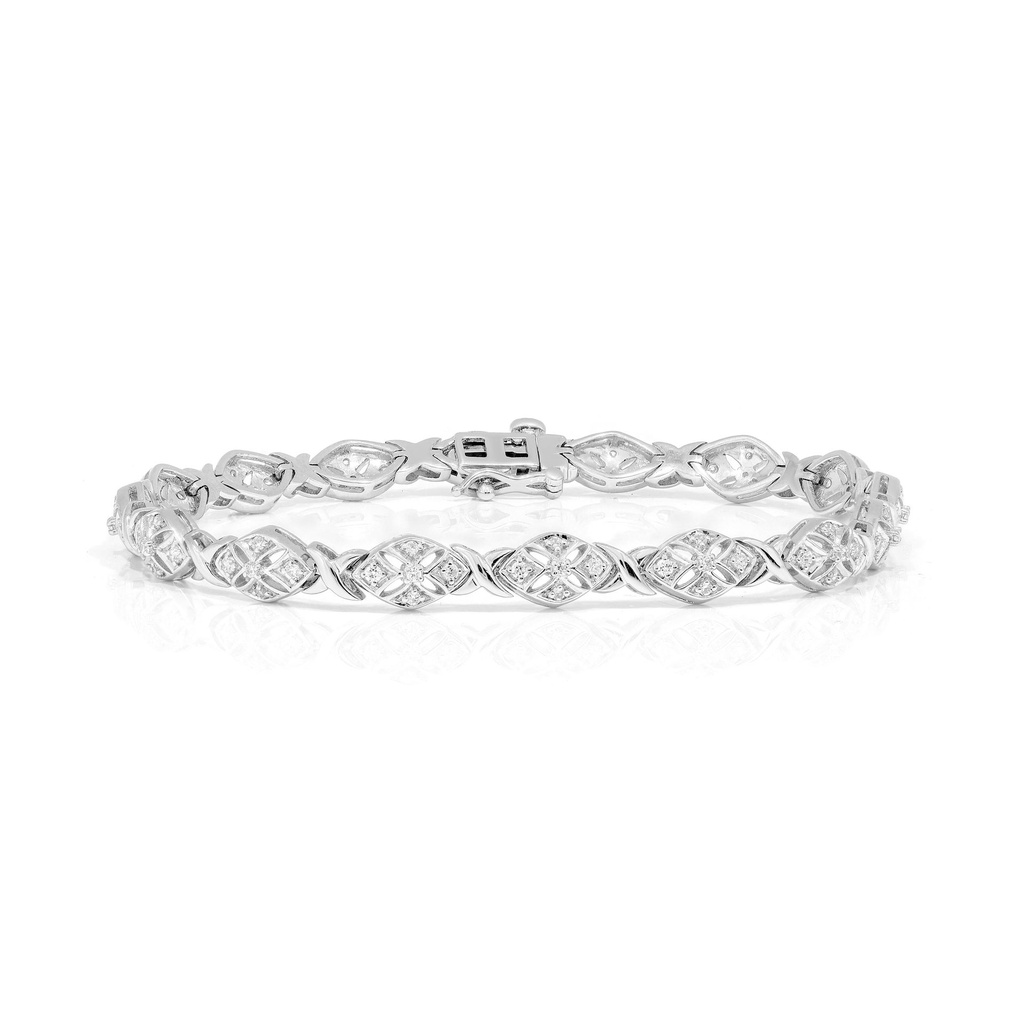  Round Diamond Flower Halo Design Bracelet 