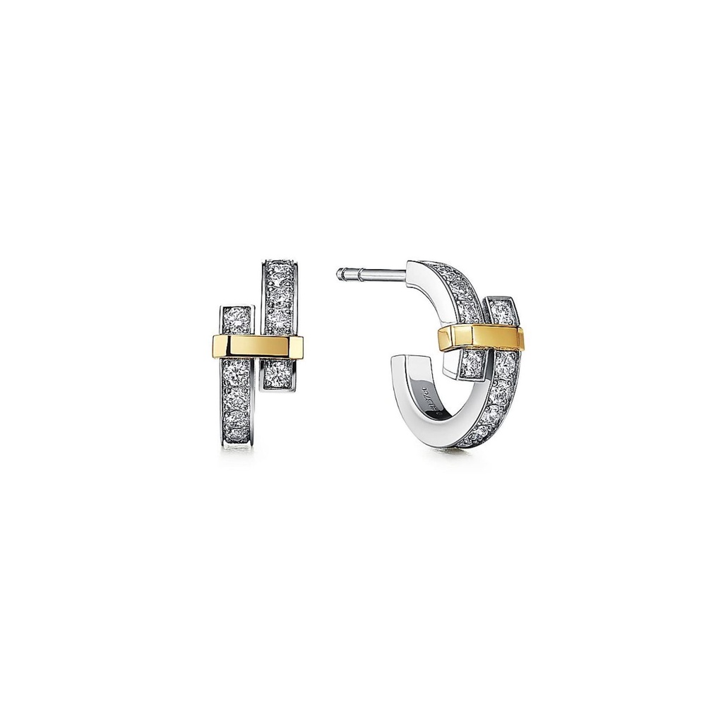 Two Tone Round Cut Fancy Stud Earrings for Women