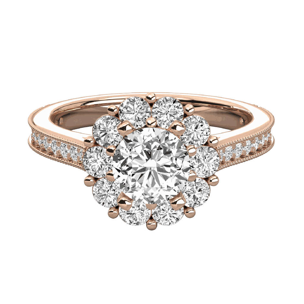  Round Diamond Halo Engagement Ring 