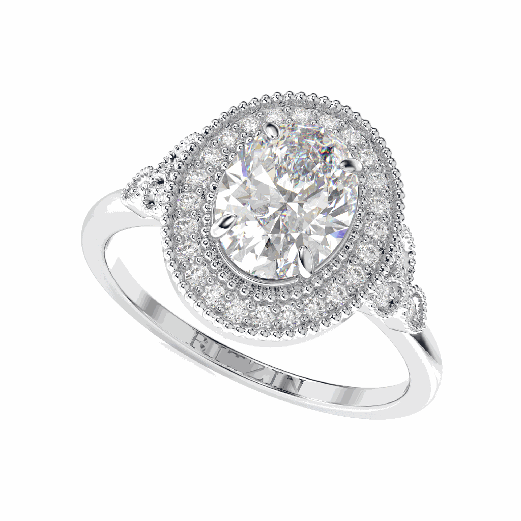 Oval Diamond Halo Style Engagement Ring for Her