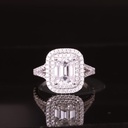 Emerald Diamond Double Halo Engagement Ring for Her