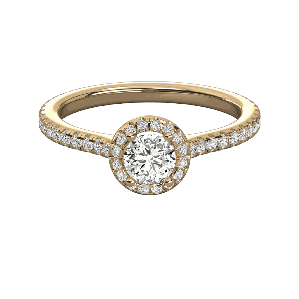  Round Diamond Micro Prong Set Halo Engagement Ring 