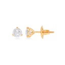 Round Diamond Pushback Stud Earring 