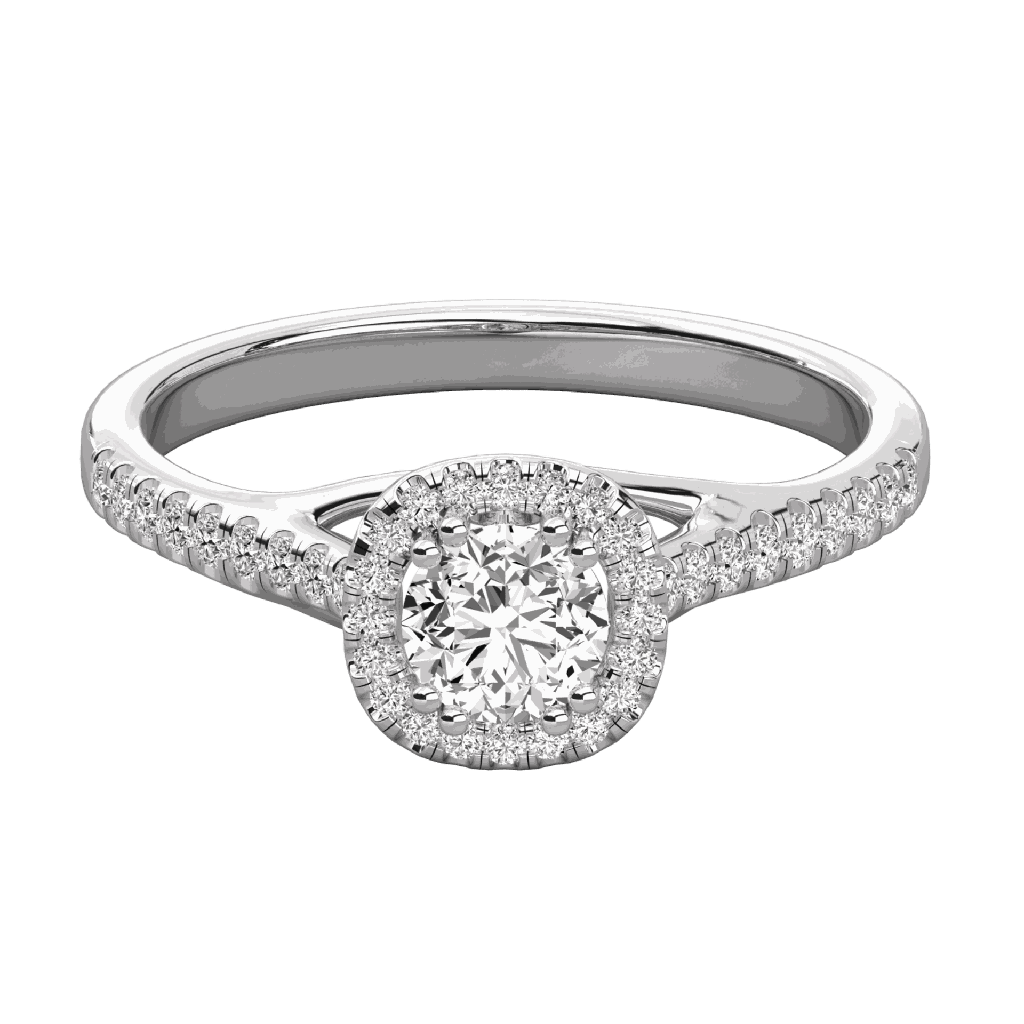  Round Cut Diamond Micro Prong Set Cluster Halo Engagement Ring 