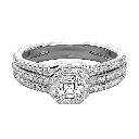 Asscher Diamond Prong Set Cluster Square Halo Engagement Ring 