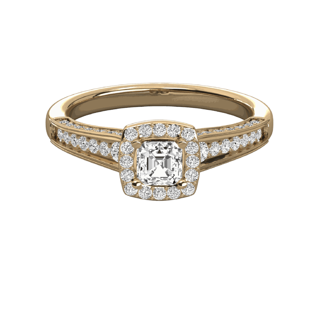 Asscher Diamond Square Halo Engagement Ring 