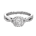 Princess Diamond Twisted Shank Cluster Square Halo Engagement Ring 