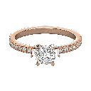  Round Diamond And  Trapped Baguette Engagement Ring for Her