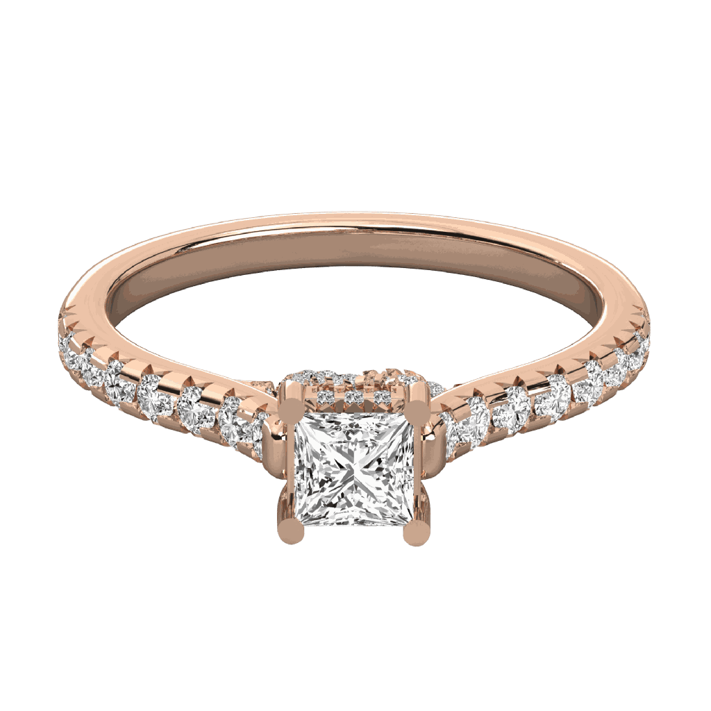  Princess And Round Cut Diamond Wedding Ring For Her