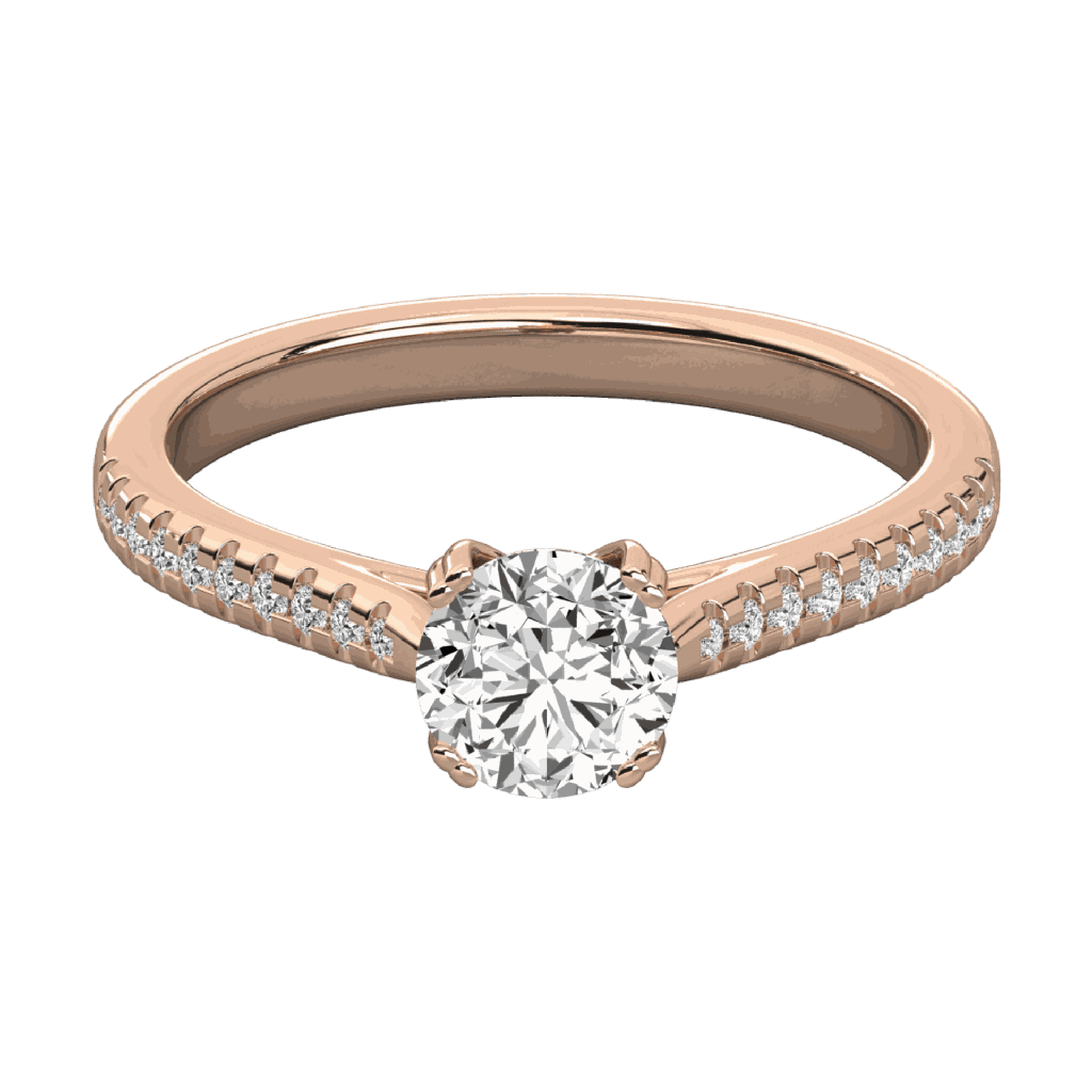 Round Diamond Micro Prong Set Ring for Her