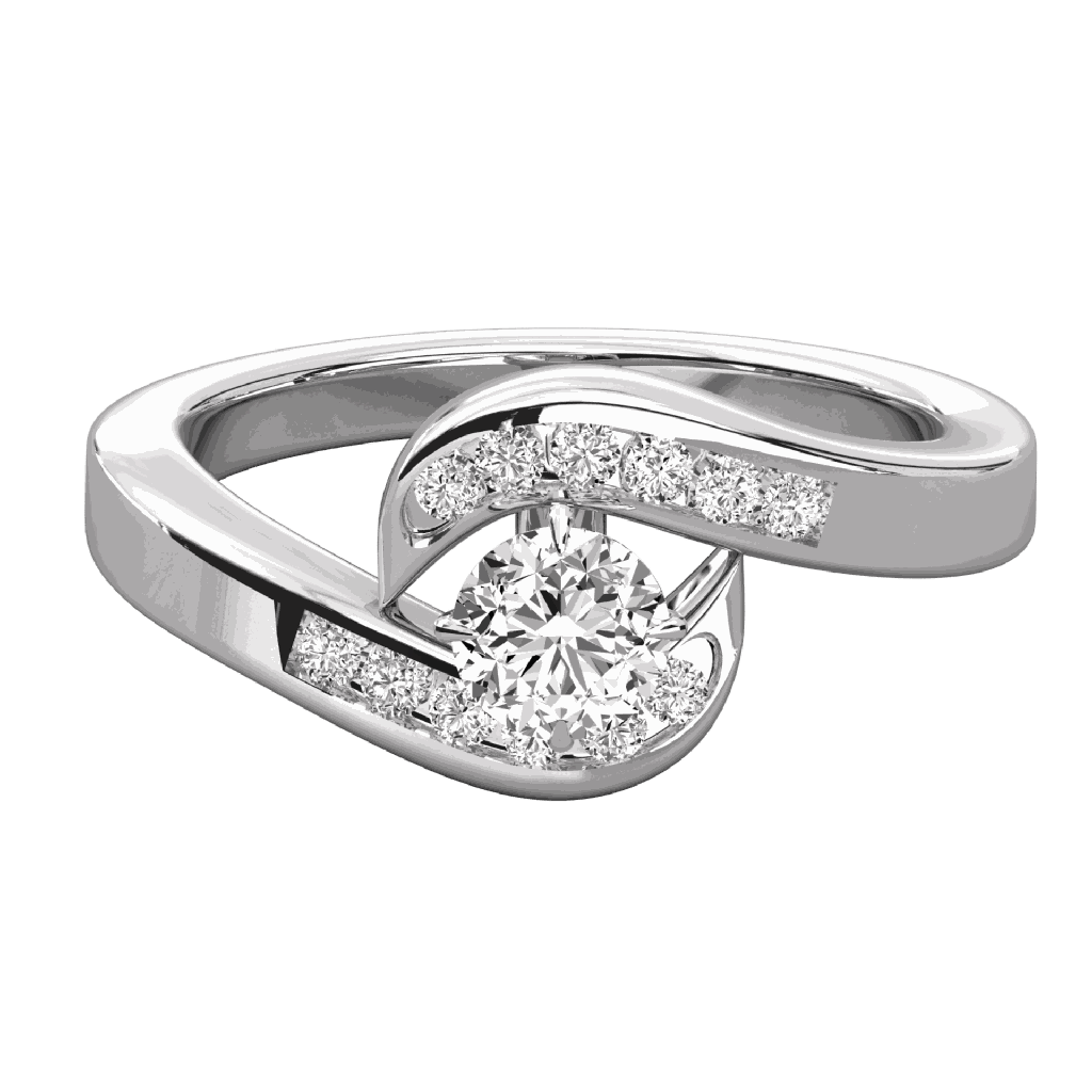  Round Diamond Two Cross Shank Solitaire Ring