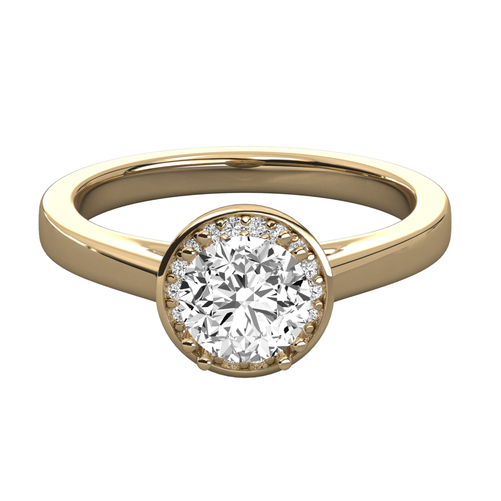 Round Diamond Solitaire Halo Wedding Band
