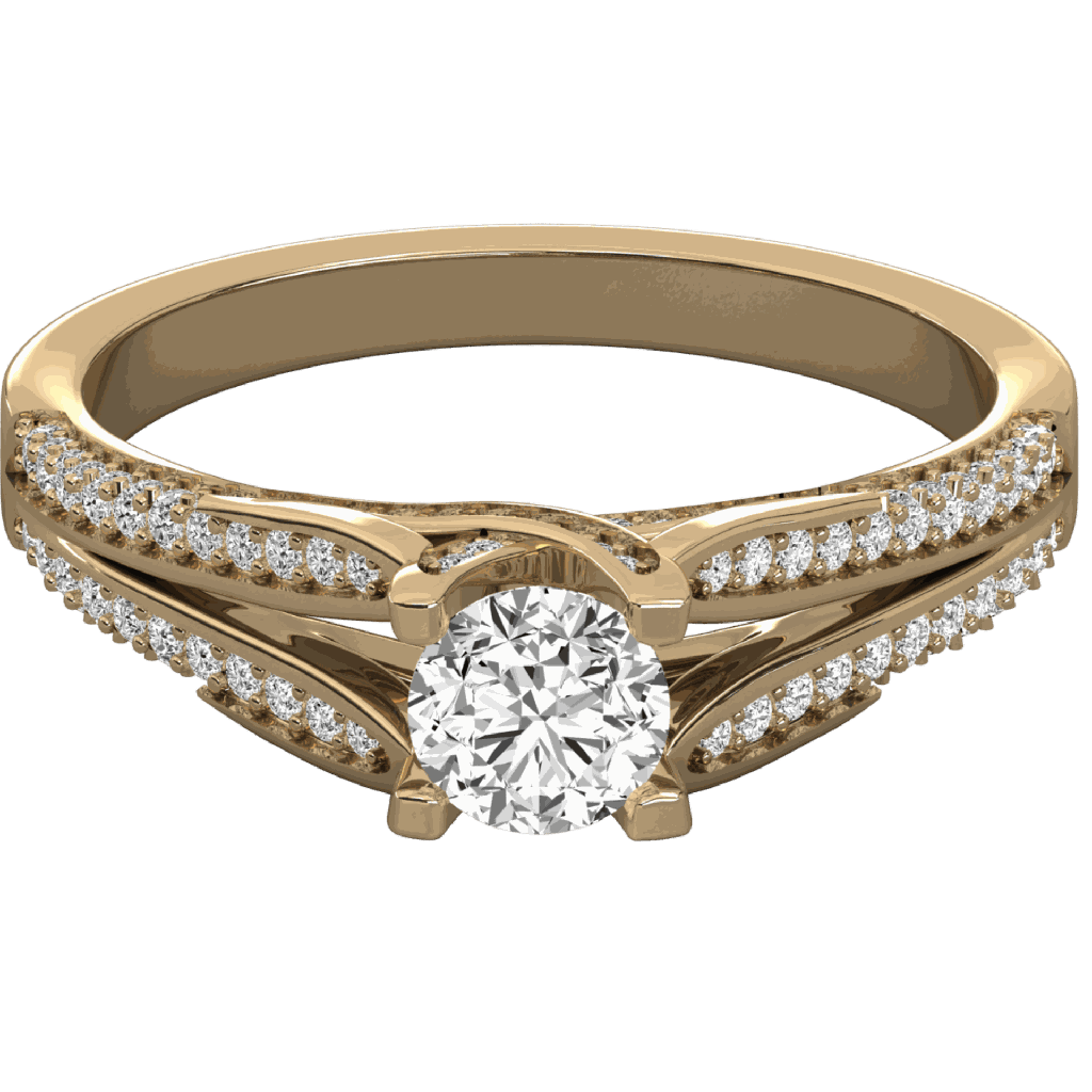  Round Cut Diamond Two Curved Shank Wedding Band 