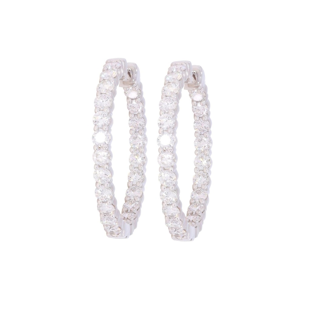 Inside-Out Round Diamond Hinged Huggie Hoop Earring 