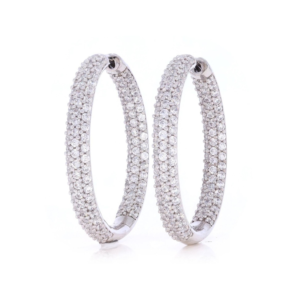  In/Outside Round Diamond Hinged Huggie Hoop Earring For Her