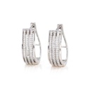  Round Diamond Tri Stripe Diamond Hoop Earrings For Her
