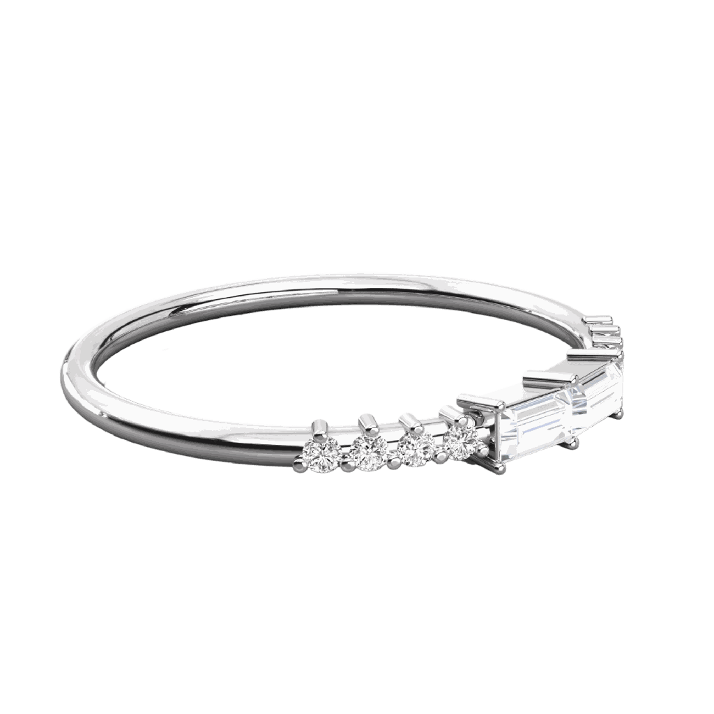  Baguette And Round Cut Diamond Wedding Band For Her
