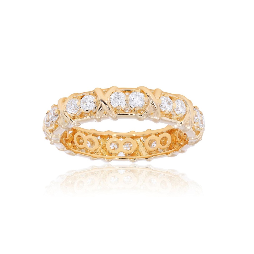  Round Cut Diamond Cross Wedding Band 