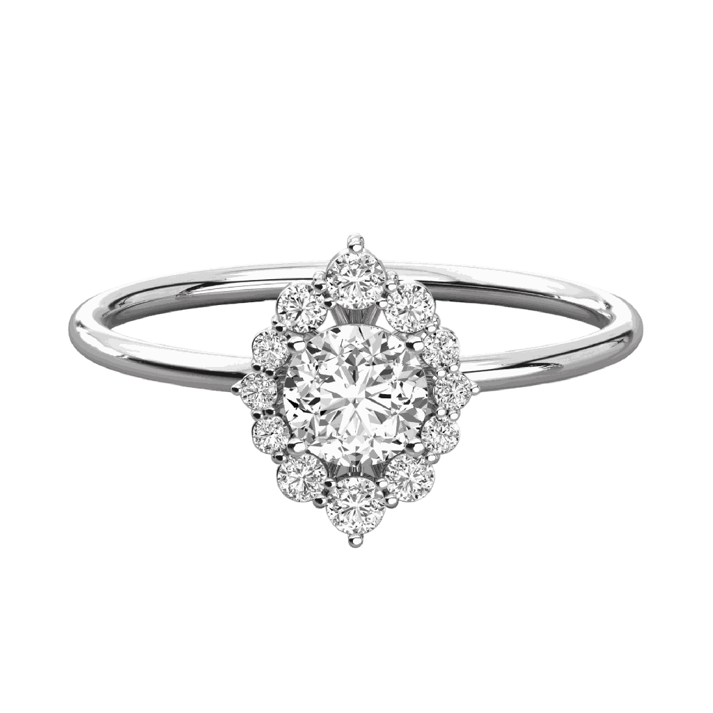 Round Cut Diamond Flower Halo Wedding Band