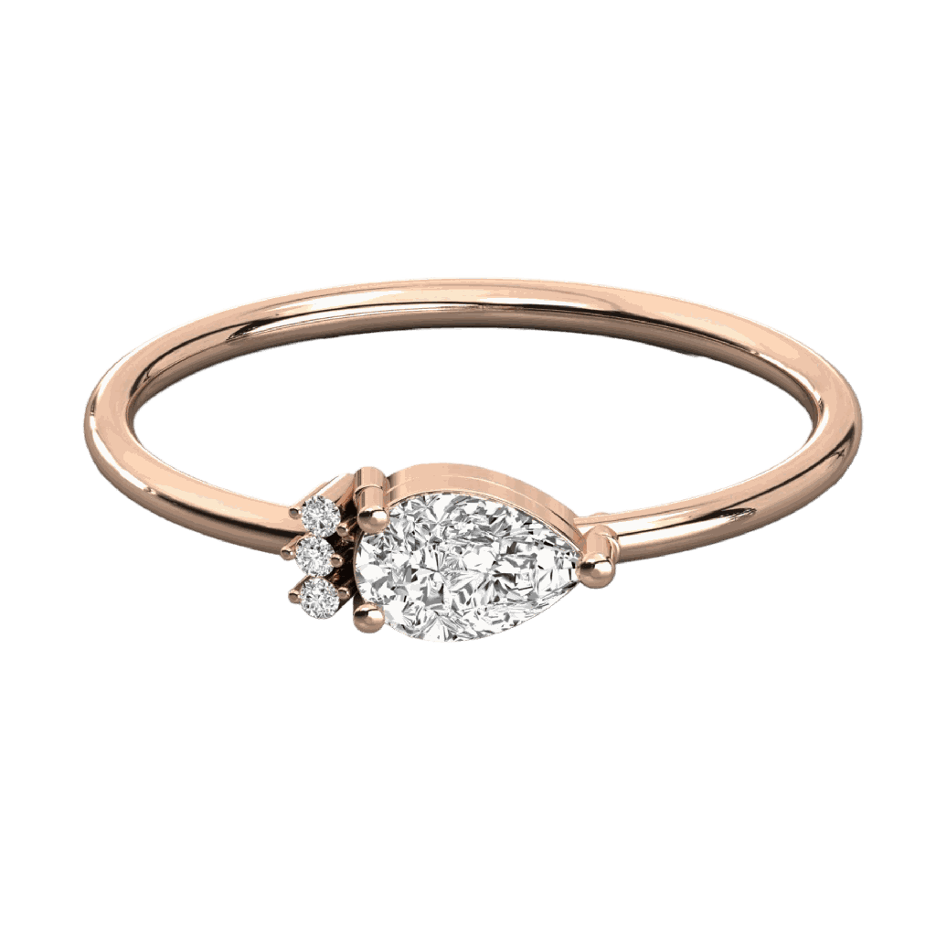  Round And Pear Cut Diamond Light weight Wedding Band