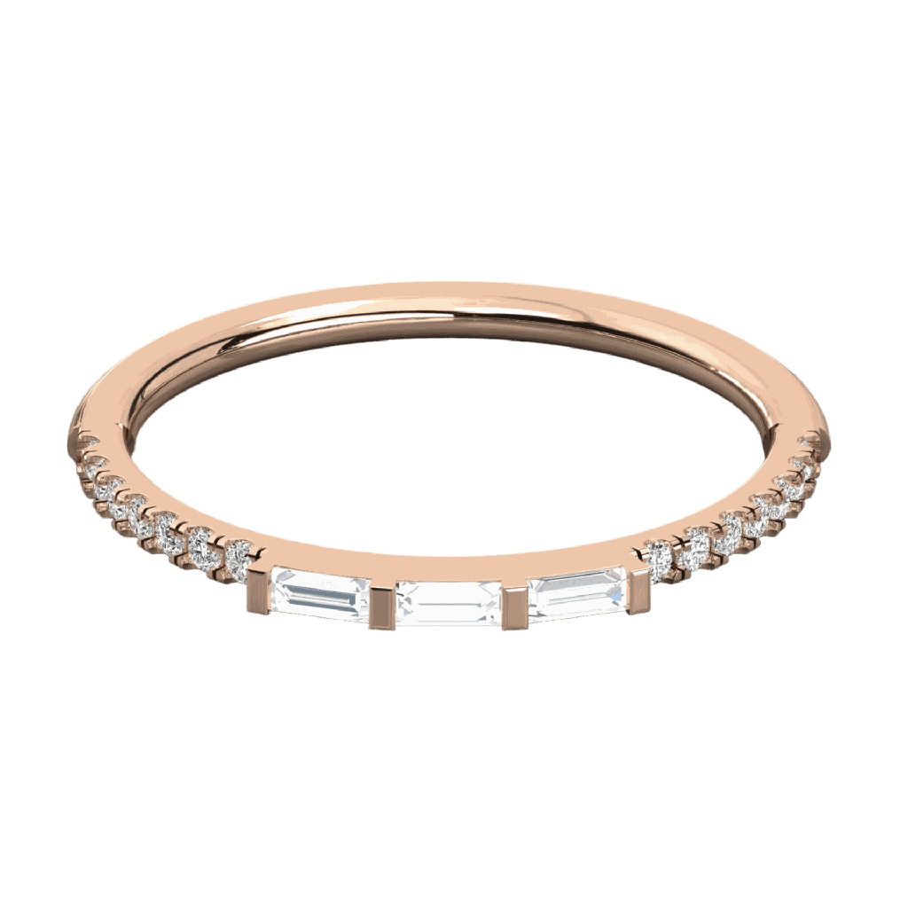 Round And Baguette Diamond Designer Wedding Band For Women