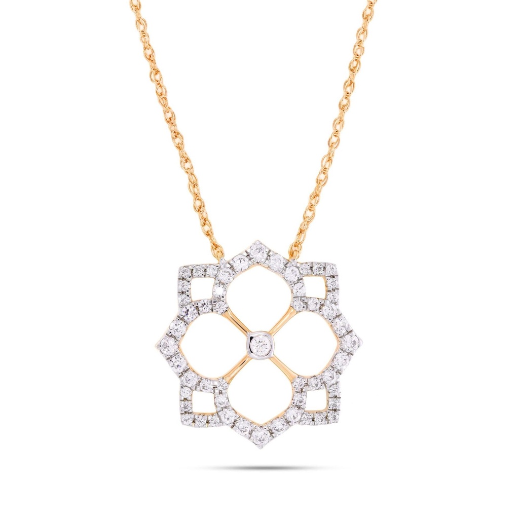  Round Diamond Flower Design Pendant For Women