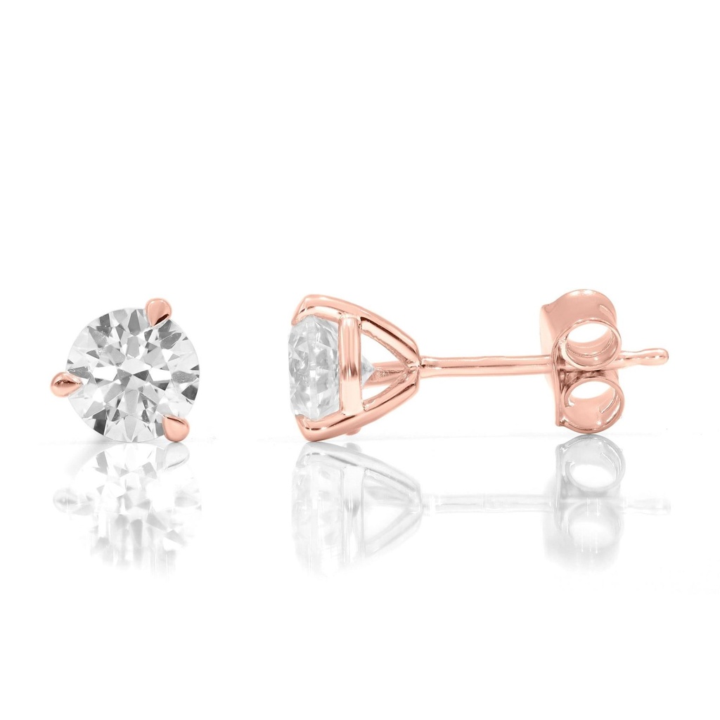 Round Diamond Prong Set Stud Earrings