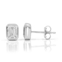  Single Emerald Cut Diamond Stud Earrings For Women