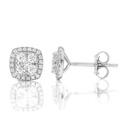  Round Diamond Prong Set Flower Design Stud Earrings 