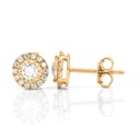  Round Diamond Micro Prong Set Halo Stud Earrings 