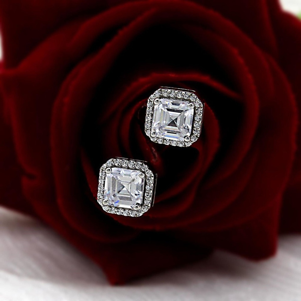 Asscher Cut Diamond Stud Earring For Women