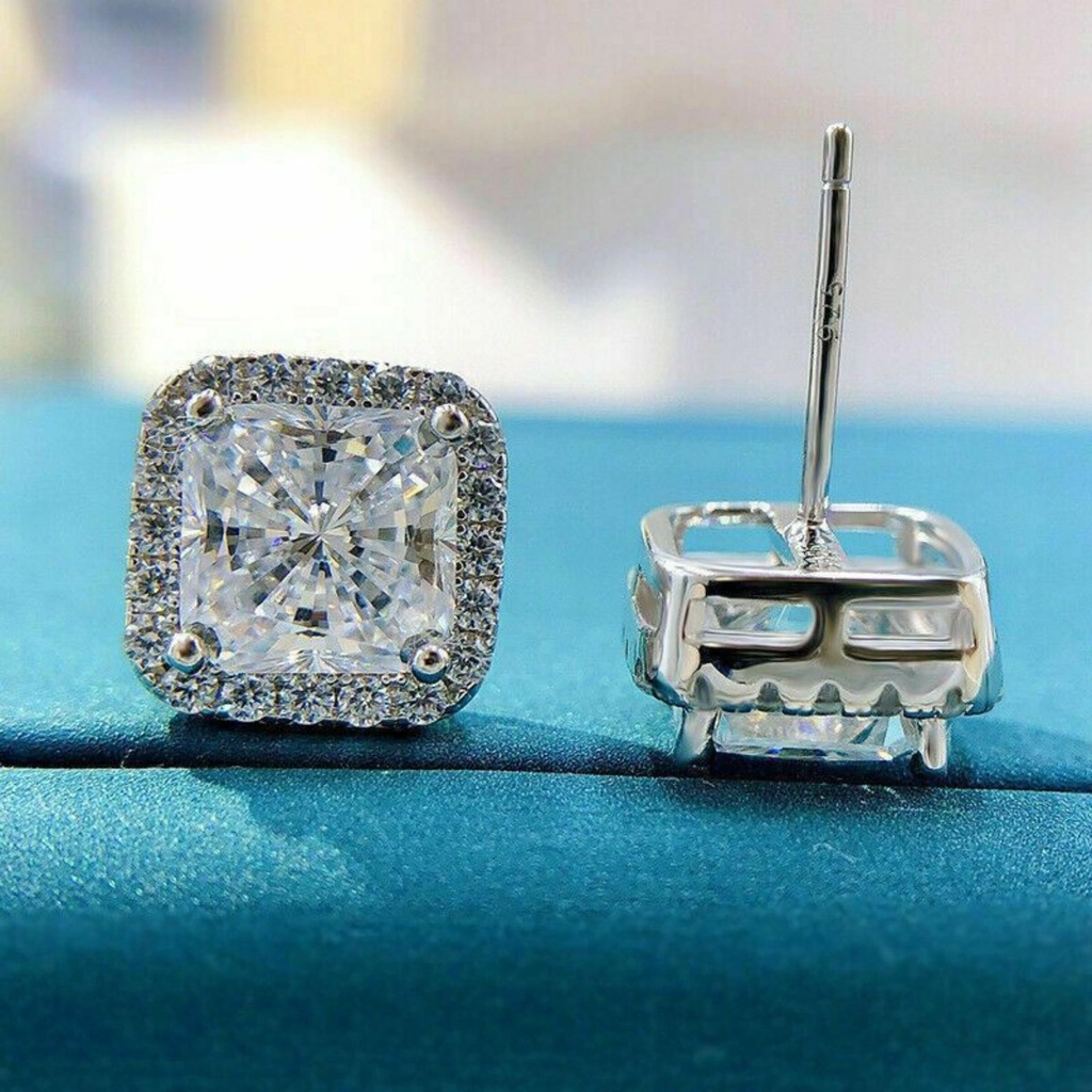  Princess Cut Diamond Stone Stud Earring For Women