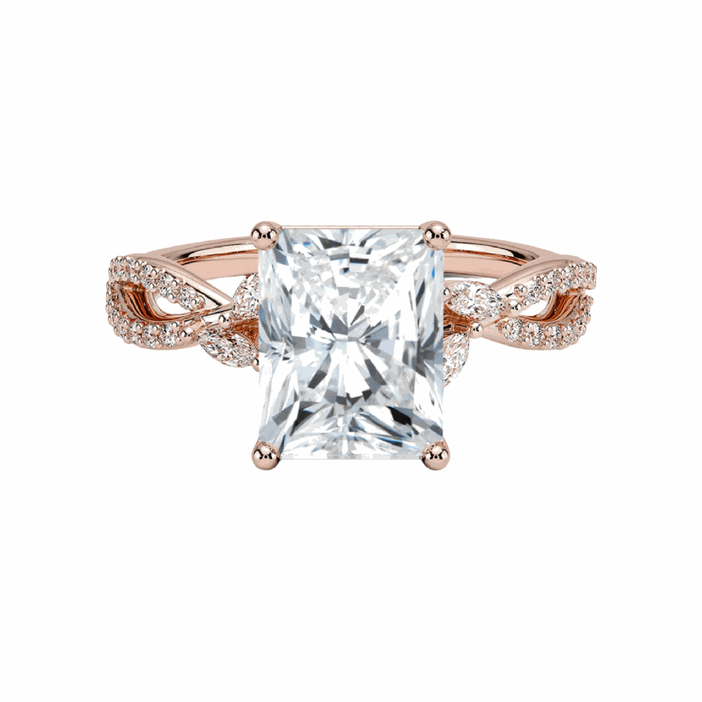  Radiant Cut Diamond Twisted Engagement Ring For Women