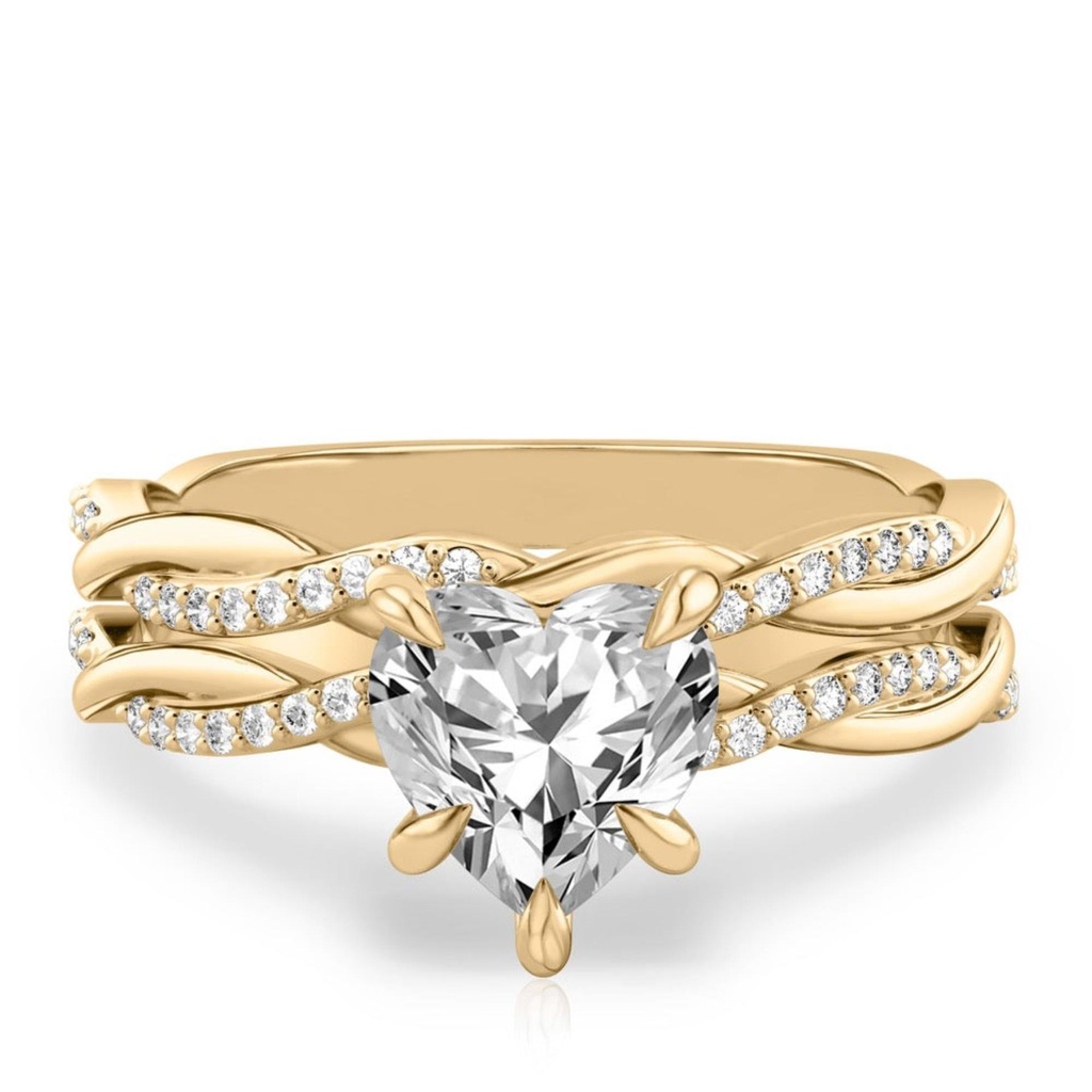  Heart Shape Twisted Bridal Set Ring For Women