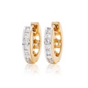  Channel Set Princess Diamond Hinged Huggie Hoop Earring 