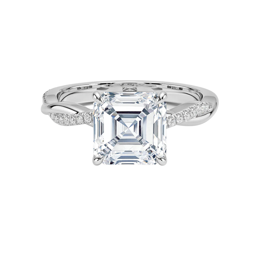  Asscher Cut Twisted Engagement Ring For Women
