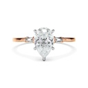 Pear and Baguette Cut Three Stone Moissanite Ring 