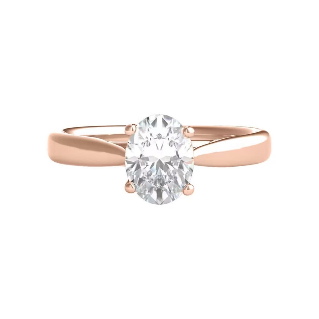1 Carat Oval Shape Solitaire Moissanite Engagement Ring 