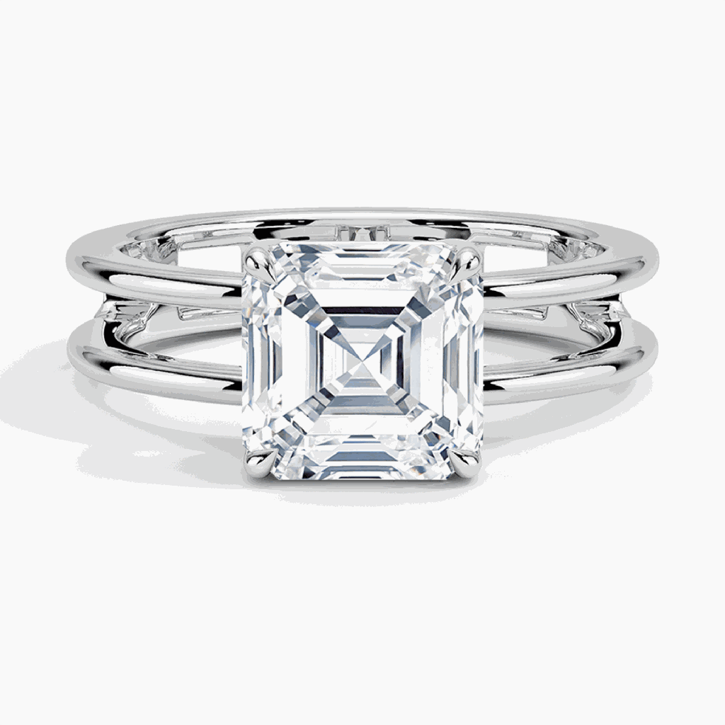  Asscher Cut Diamond Double Band For Women