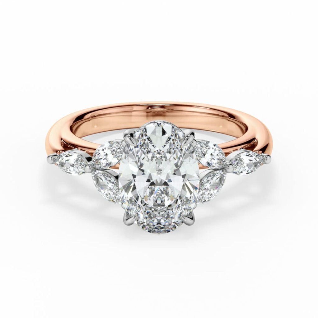 Oval and Marquise Cut 7 Stone Moissanite Ring
