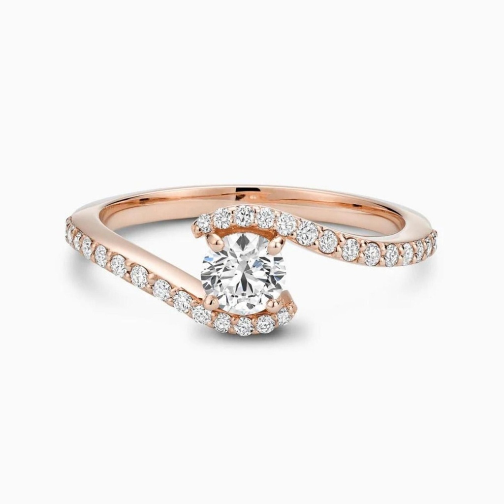  Round Moissanite Bypass Engagement Ring