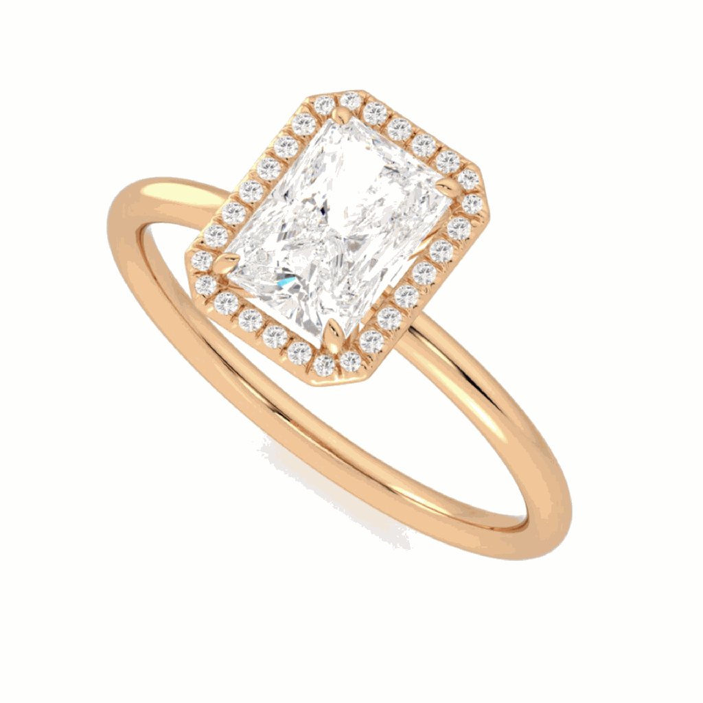  Radiant Cut Halo Diamond Engagement Ring For Women