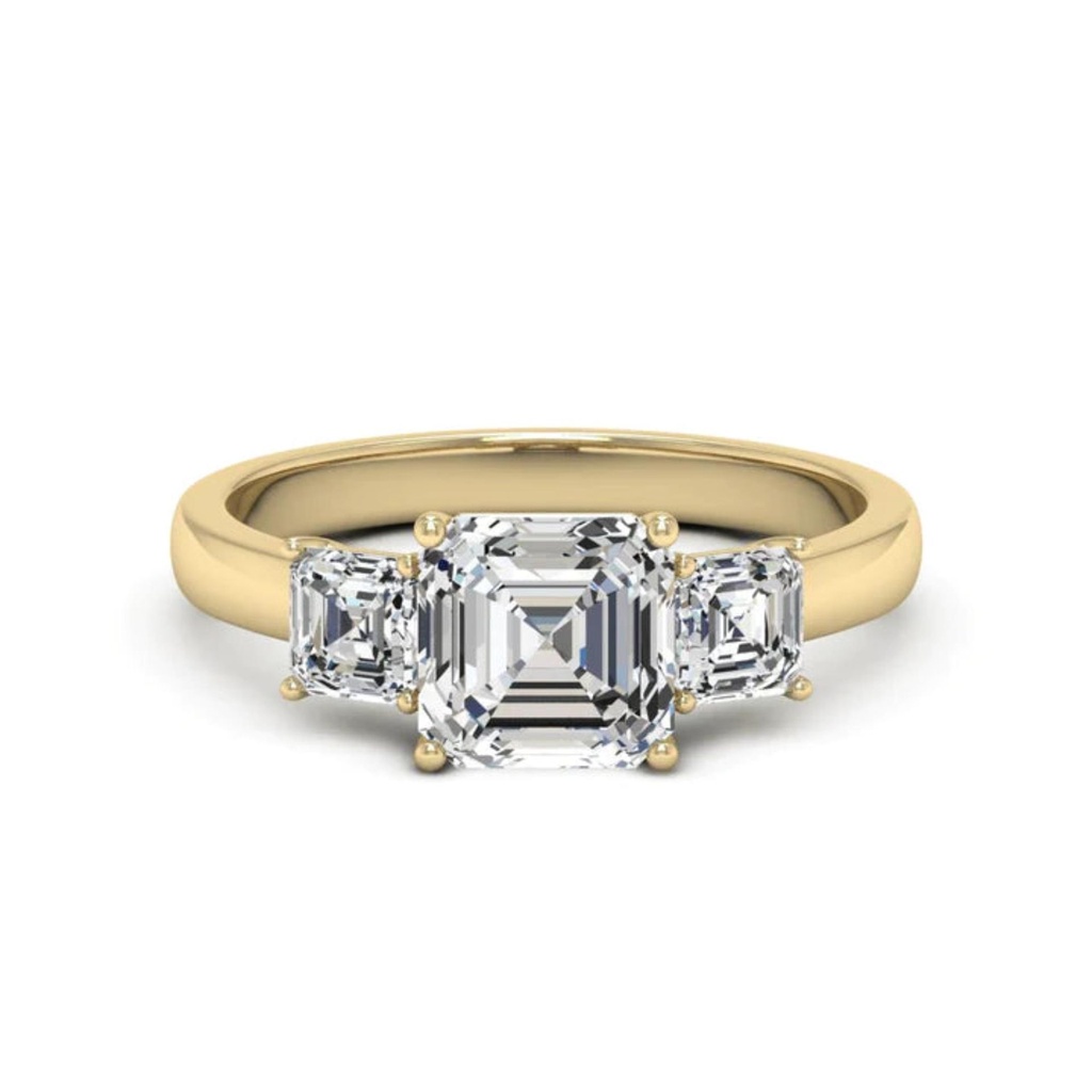  Asscher Cut Three Stone Engagement Ring For Women