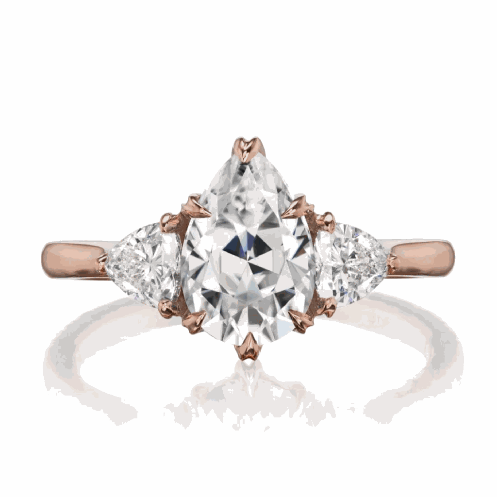 Pear Shaped Three Stone Engagement Ring For Women
