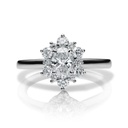  Oval Cut Moissanite Floral Engagement Ring In White Gold
