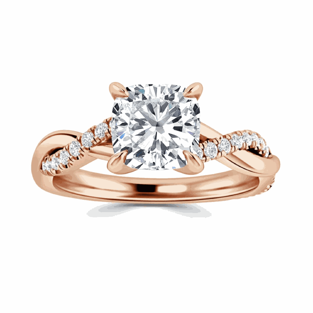  Cushion Cut Twisted Engagement Ring For Women