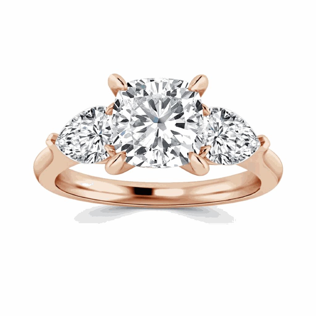  Cushion Cut Three Stone Engagement Ring For Women